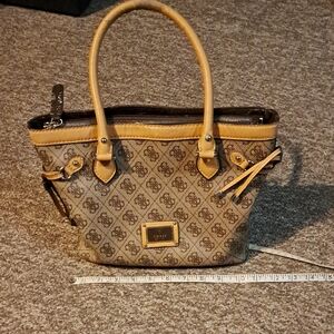 Guess Beige and Brown Satchel